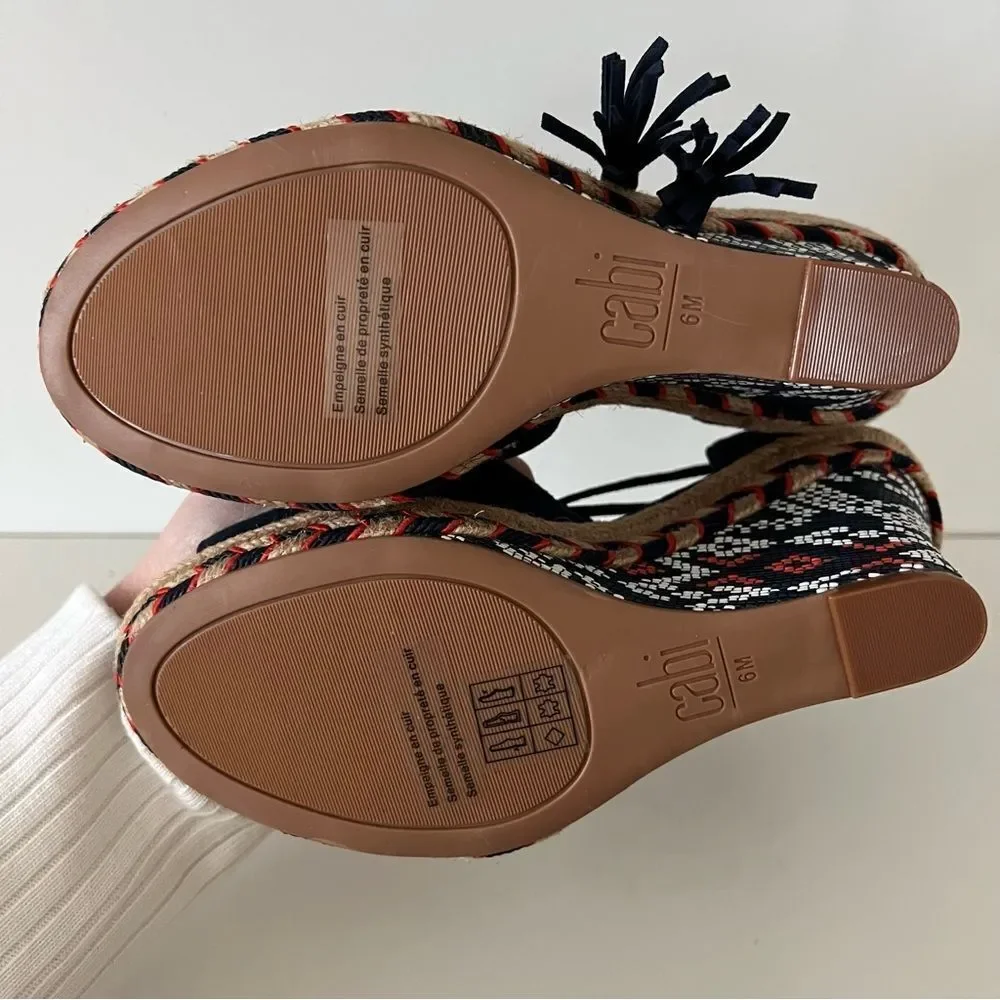 Cabi Isla NWOT wedge blue suede ankle tie up strap espadrilles sandals size 6